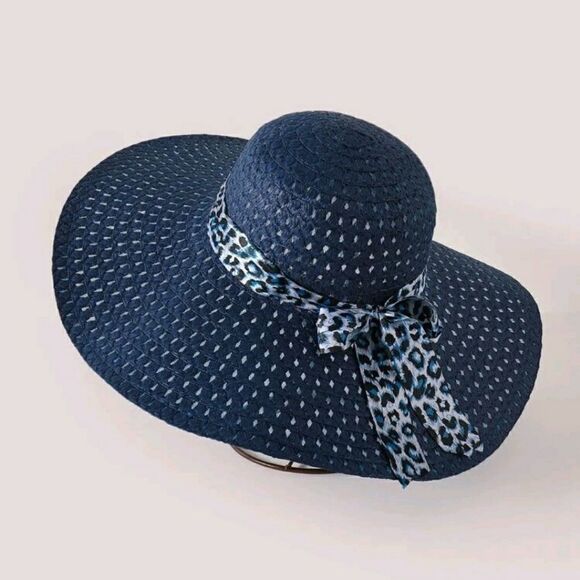🌼Leopard Ribbon Decor Straw Hat - Picture 1 of 5